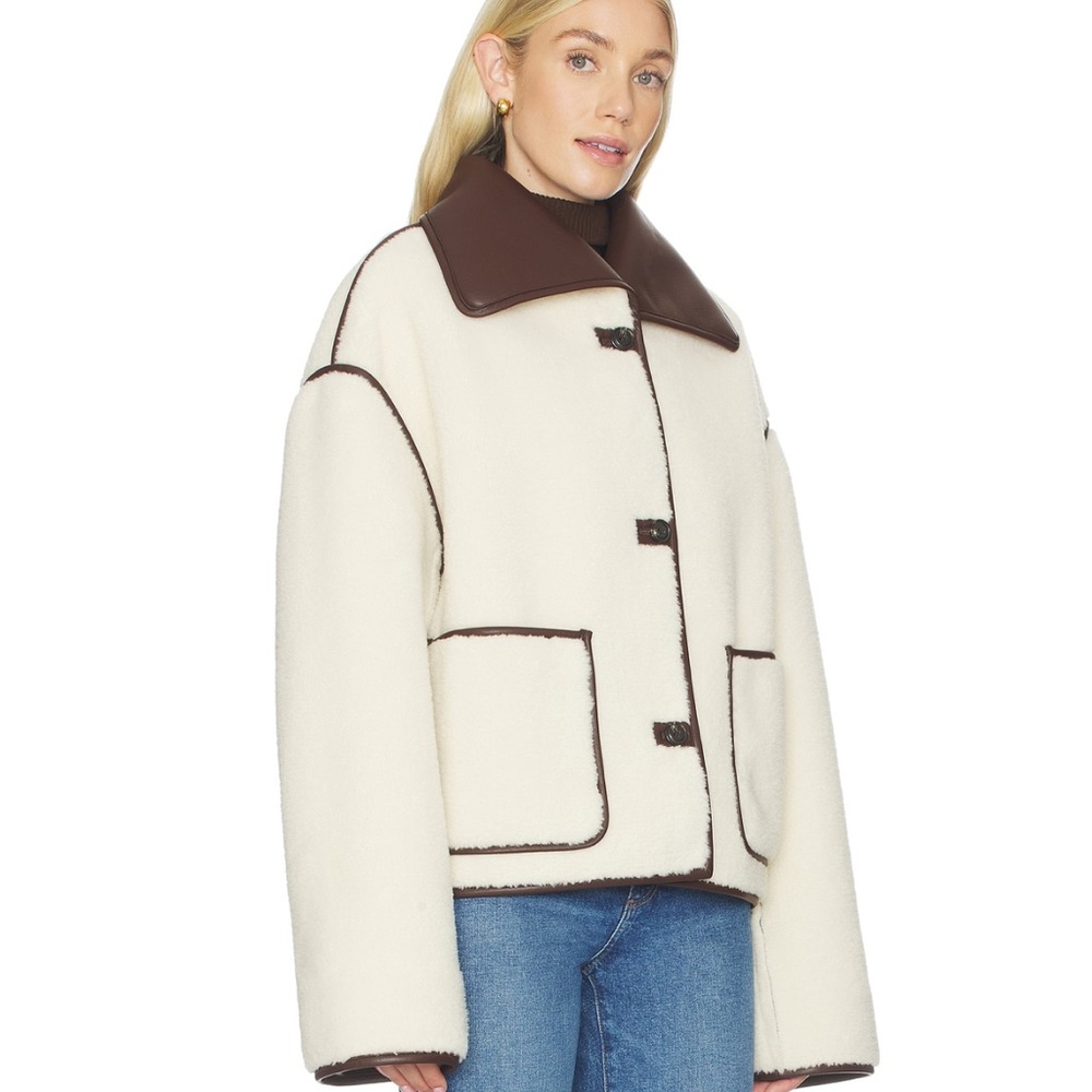 Tularosa Margot Reversible Jacket in Cream & Dark Brown - Picture 4 of 11